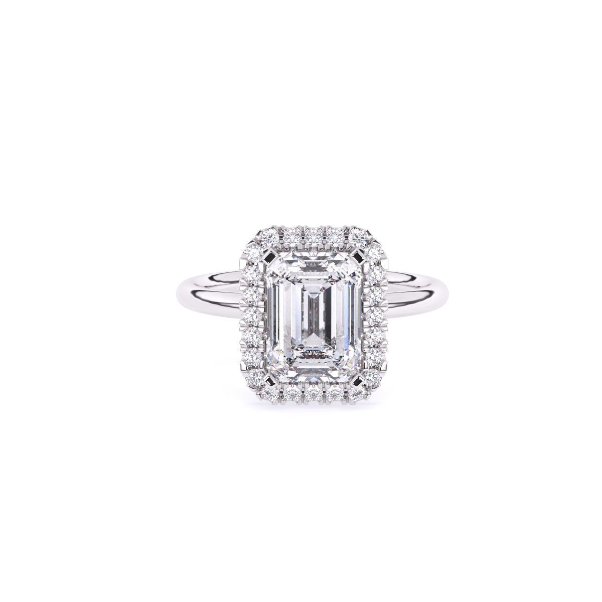Emerald Halo Solitaire Diamond Ring